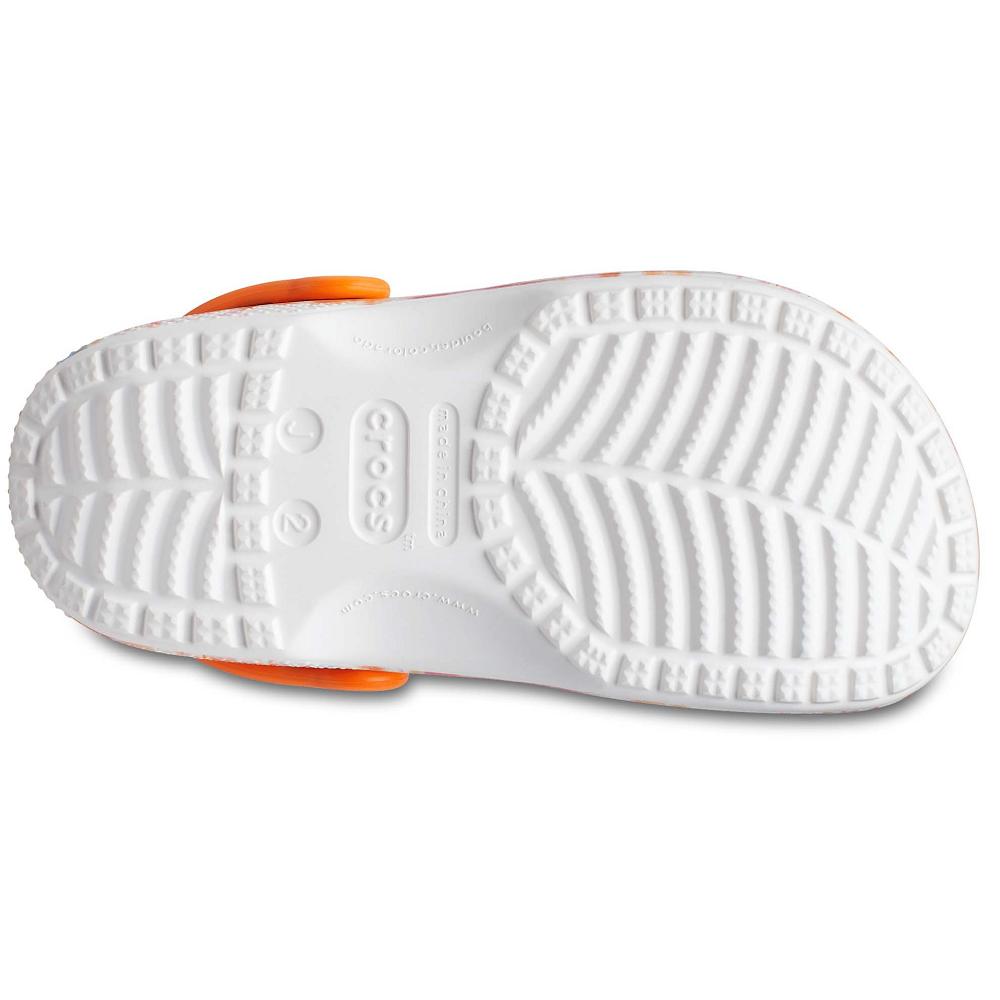 Crocs Classic TieNew Zealand -Dye Graphic Kids' Clogs White / Multicolor | KJIMFP412