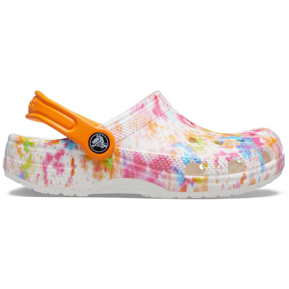 Crocs Classic TieNew Zealand -Dye Graphic Kids' Clogs White / Multicolor | KJIMFP412