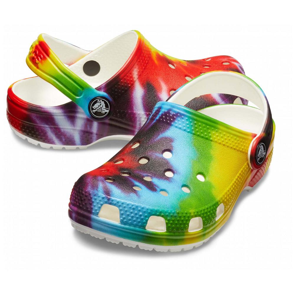 Crocs Classic TieNew Zealand -Dye Graphic Kids' Clogs Red / Multicolor | MJDOLN596