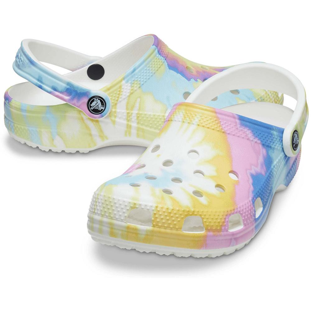 Crocs Classic TieNew Zealand -Dye Graphic Men Clogs White / Multicolor | FDCAXY790