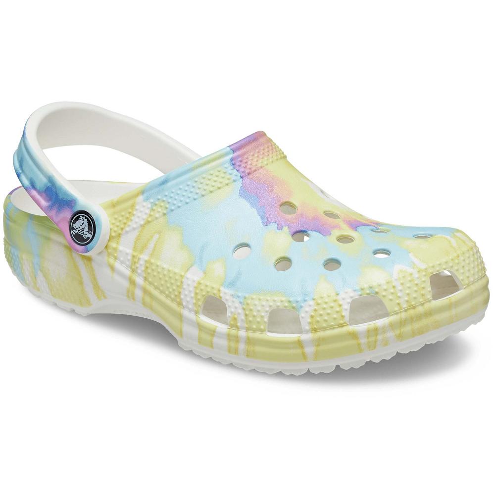 Crocs Classic TieNew Zealand -Dye Graphic Men Clogs White / Multicolor | FDCAXY790