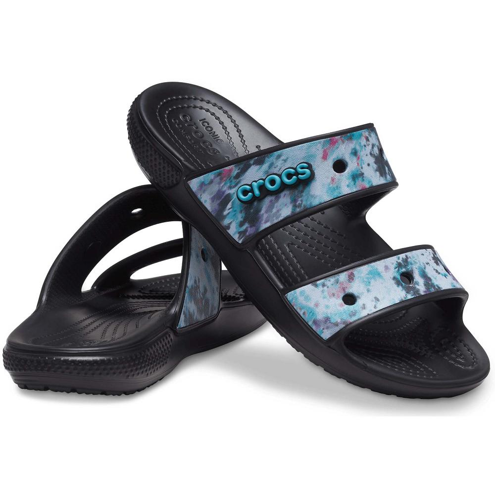 Crocs Classic TieNew Zealand -Dye Graphic Men Sandals Black / Multicolor | PSRNBM570
