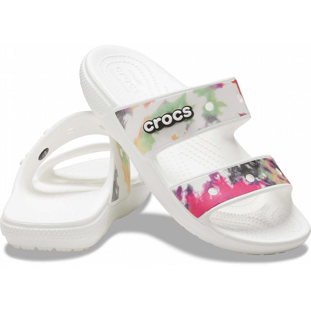 Crocs Classic TieNew Zealand -Dye Graphic Men Sandals White / Multicolor | HCUDAN214
