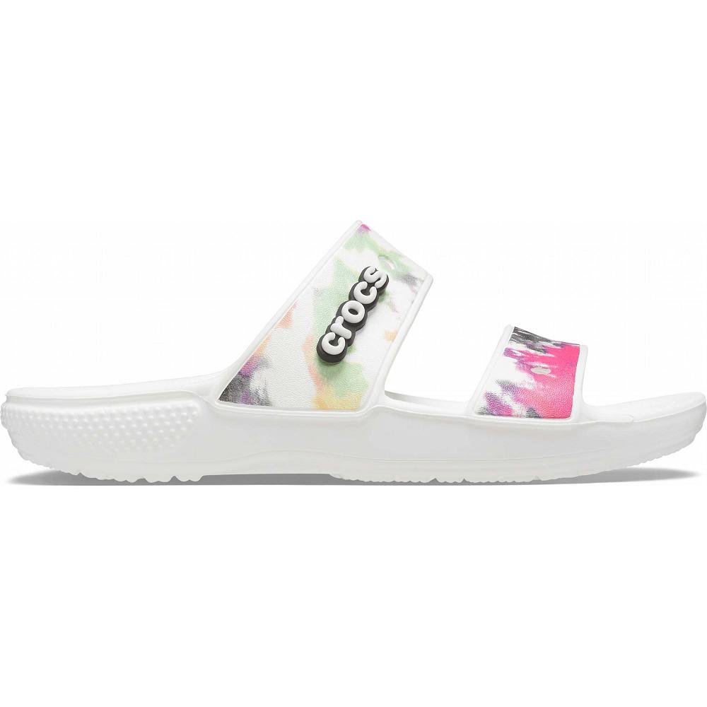 Crocs Classic TieNew Zealand -Dye Graphic Men Sandals White / Multicolor | HCUDAN214