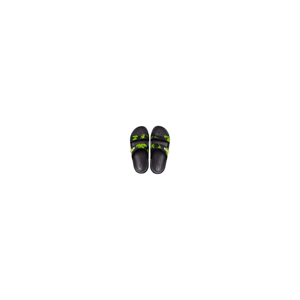 Crocs Classic TieNew Zealand -Dye Graphic Men Sandals Black | HVQROK825