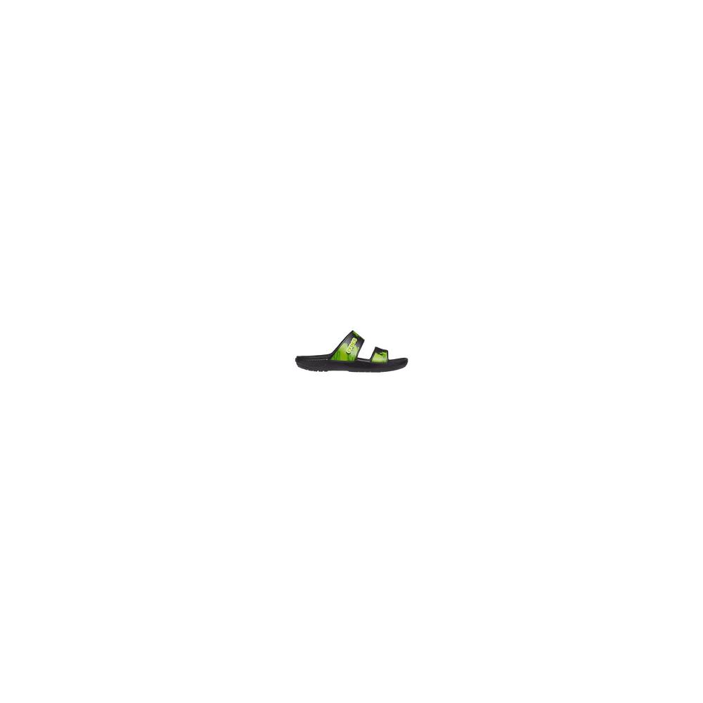 Crocs Classic TieNew Zealand -Dye Graphic Men Sandals Black | HVQROK825