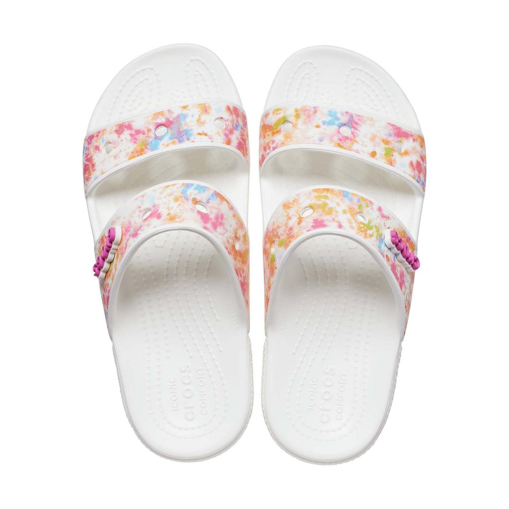 Crocs Classic TieNew Zealand -Dye Graphic Women Sandals White | XCUTHG314