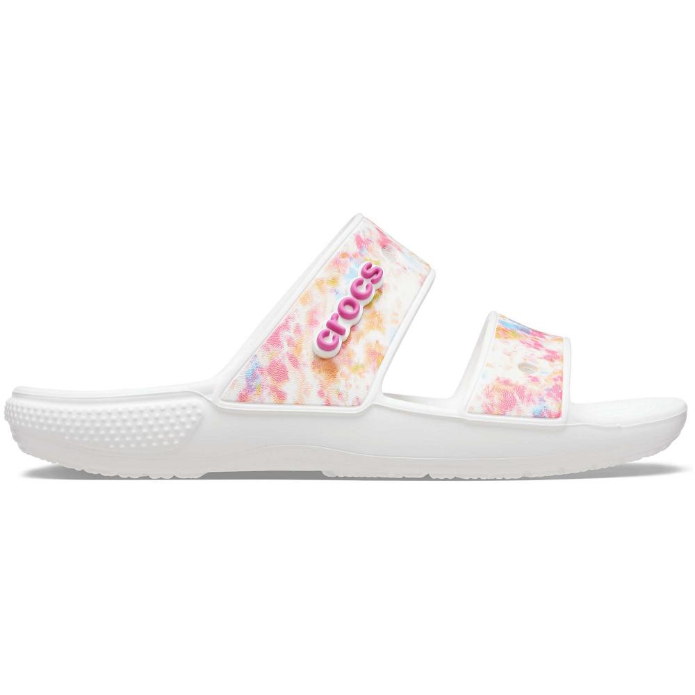 Crocs Classic TieNew Zealand -Dye Graphic Women Sandals White | XCUTHG314
