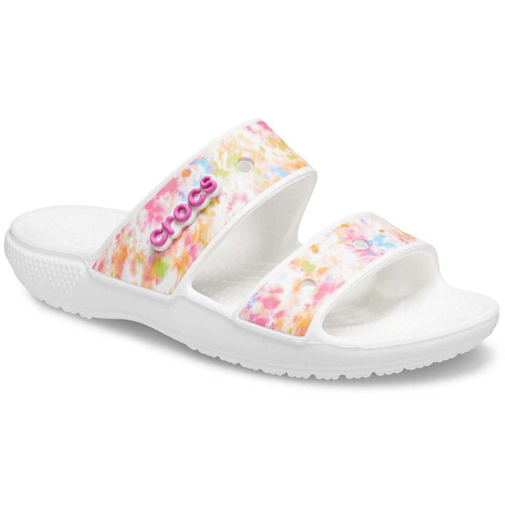 Crocs Classic TieNew Zealand -Dye Graphic Women Sandals White | XCUTHG314