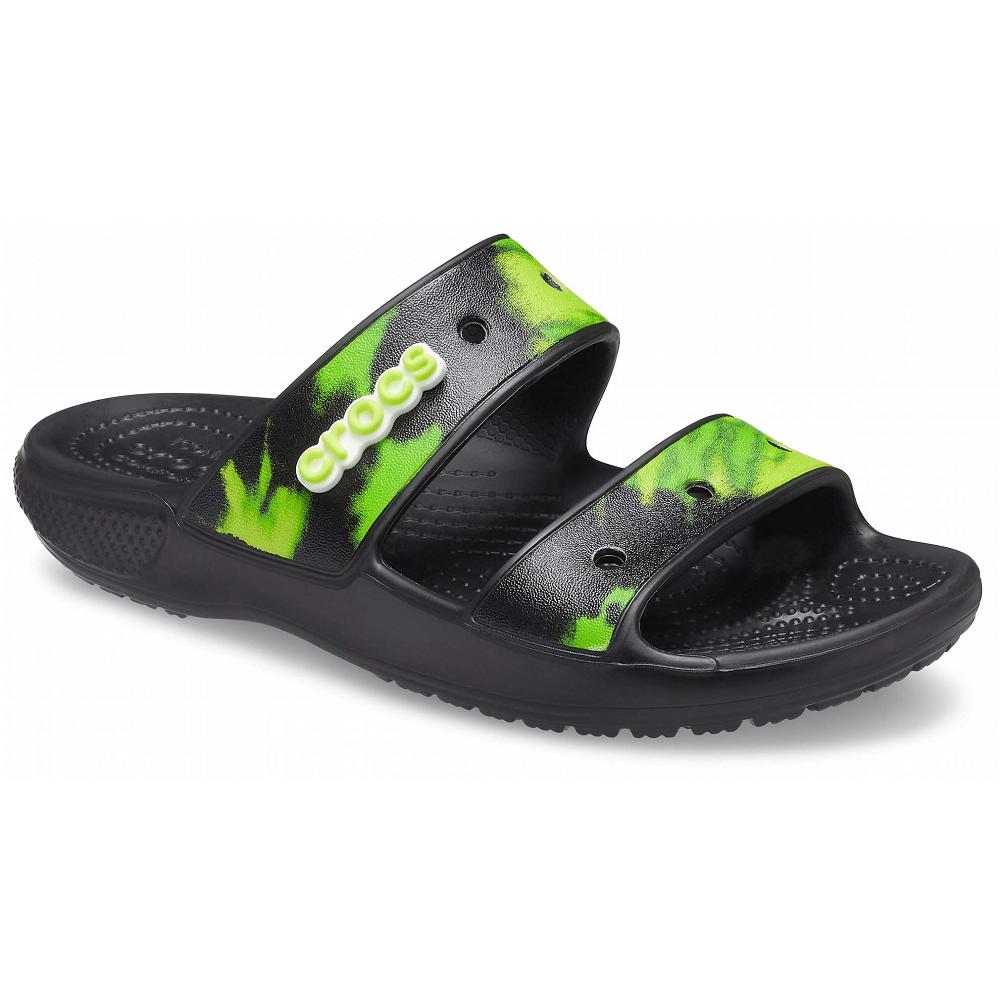 Crocs Classic TieNew Zealand -Dye Graphic Women Sandals Black | VDFLEI195