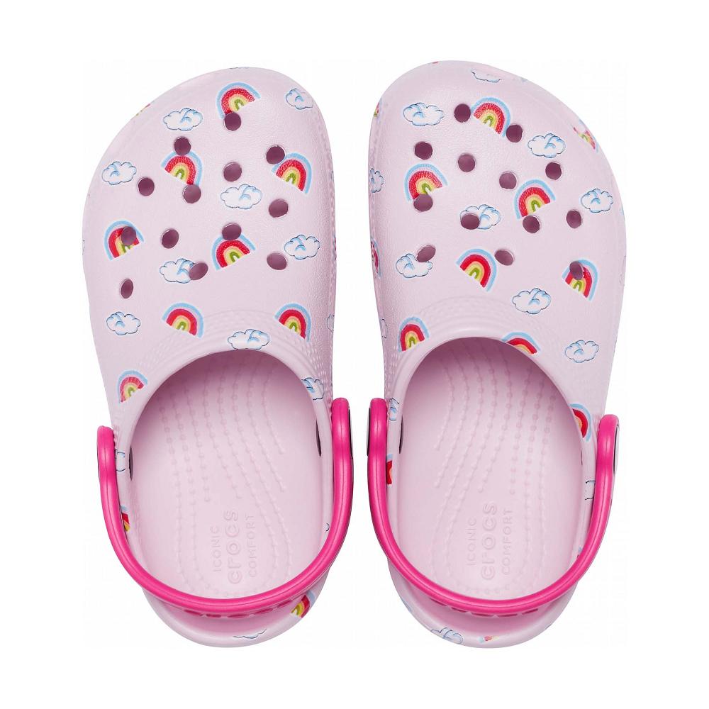 Crocs Classic Toddler Printed Kids' Clogs Pink | QLFNRS419