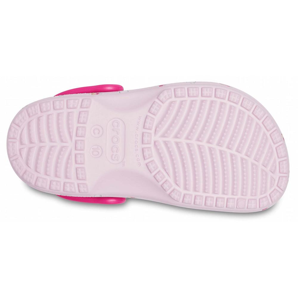 Crocs Classic Toddler Printed Kids' Clogs Pink | QLFNRS419