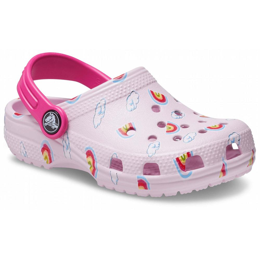 Crocs Classic Toddler Printed Kids\' Clogs Pink | QLFNRS419