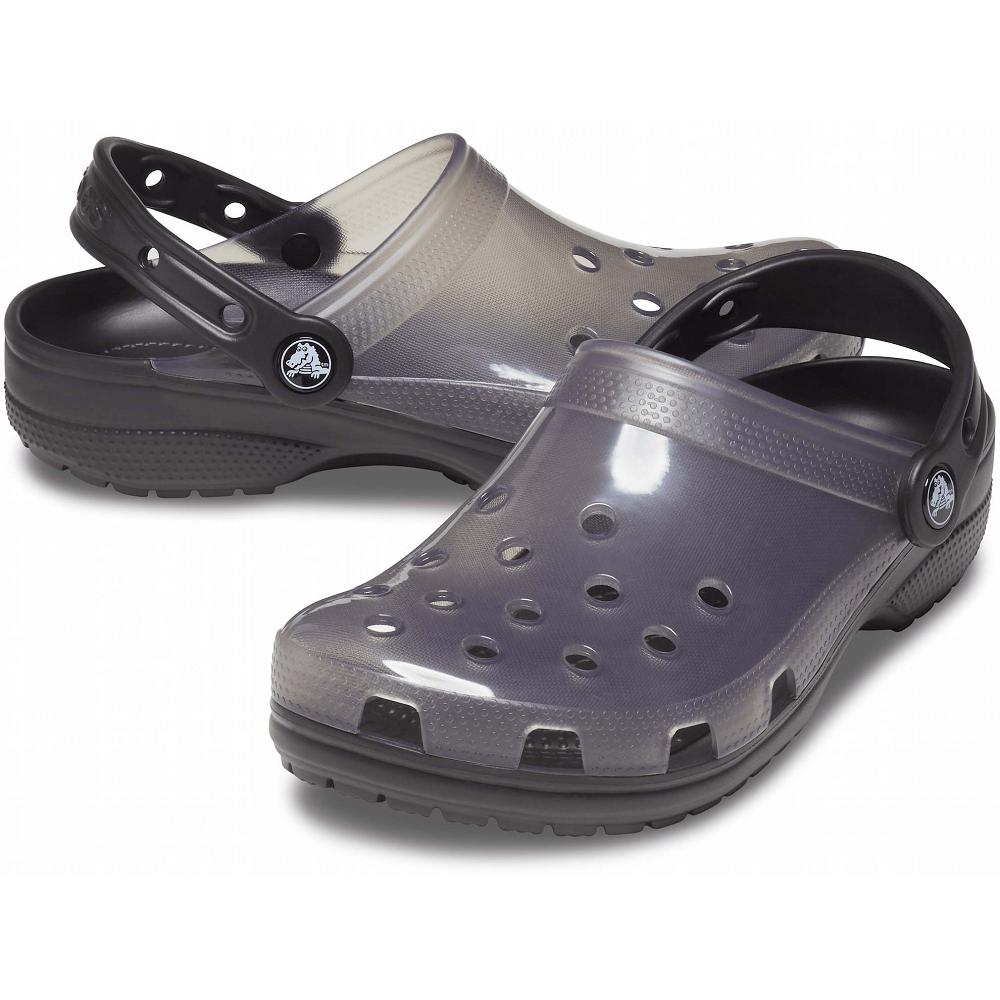 Crocs Classic Translucent Men Clogs Black | HYBNAG851