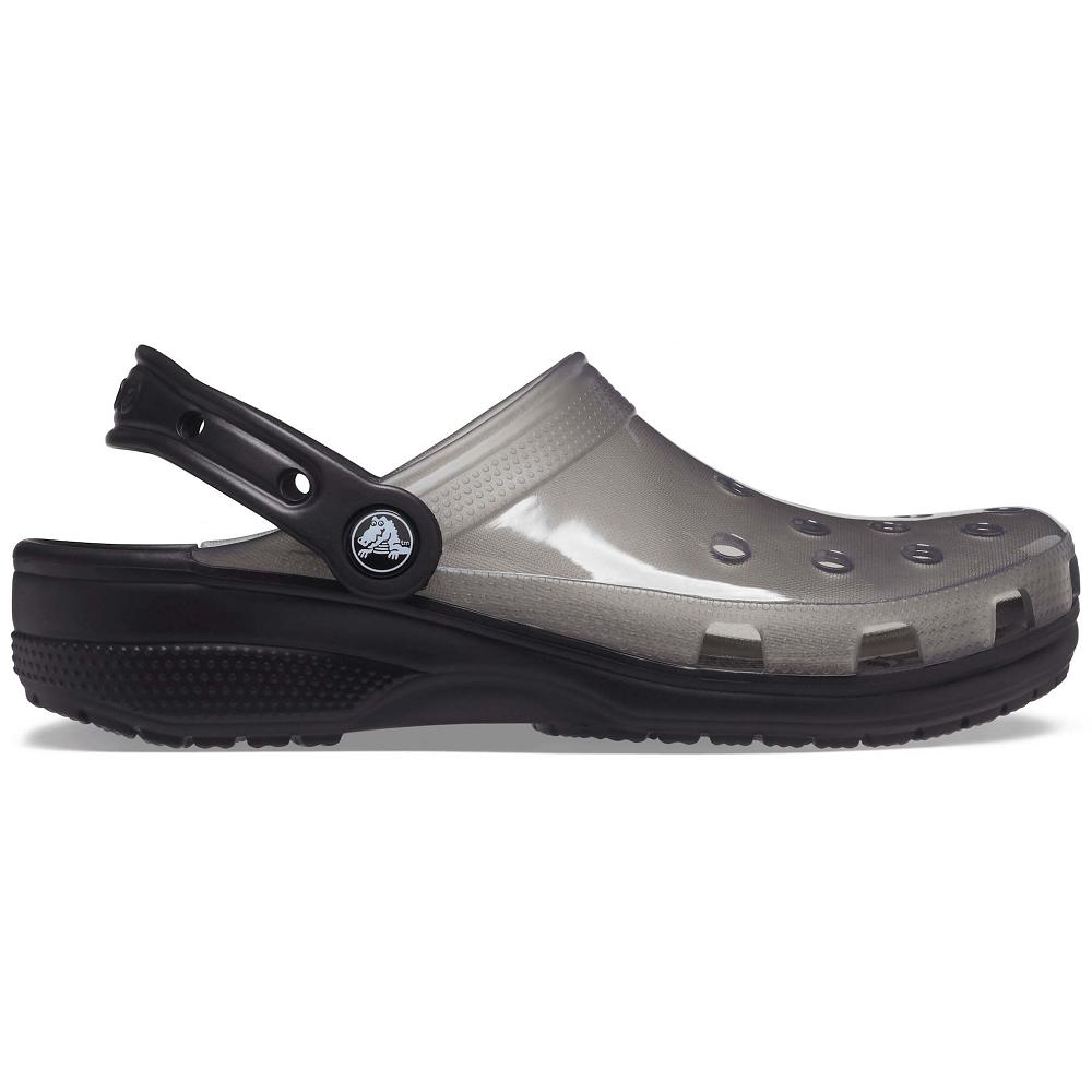 Crocs Classic Translucent Men Clogs Black | HYBNAG851