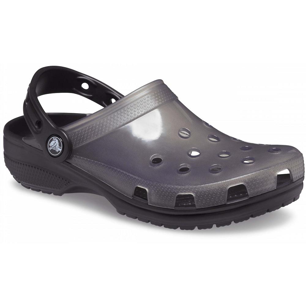 Crocs Classic Translucent Men Clogs Black | HYBNAG851