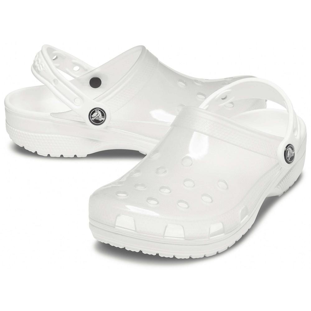 Crocs Classic Translucent Men Clogs White | URJGZX419