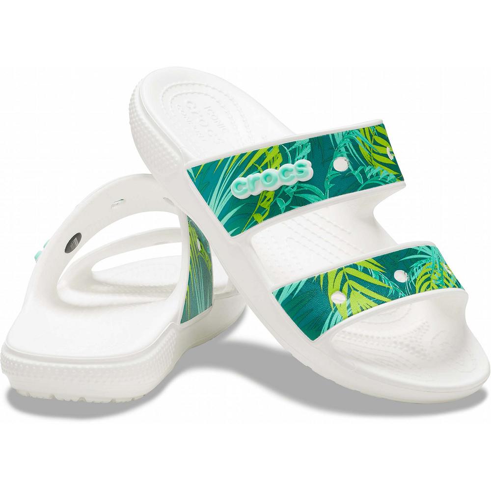 Crocs Classic Tropical Women Slides White / Multicolor | SPYEHF071