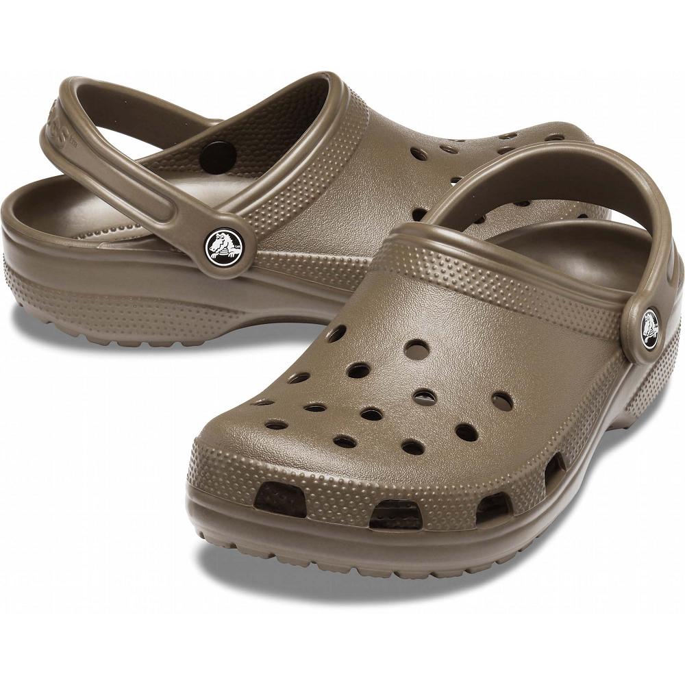 Crocs Classic Women Clogs Grey Brown | QSJYOI016