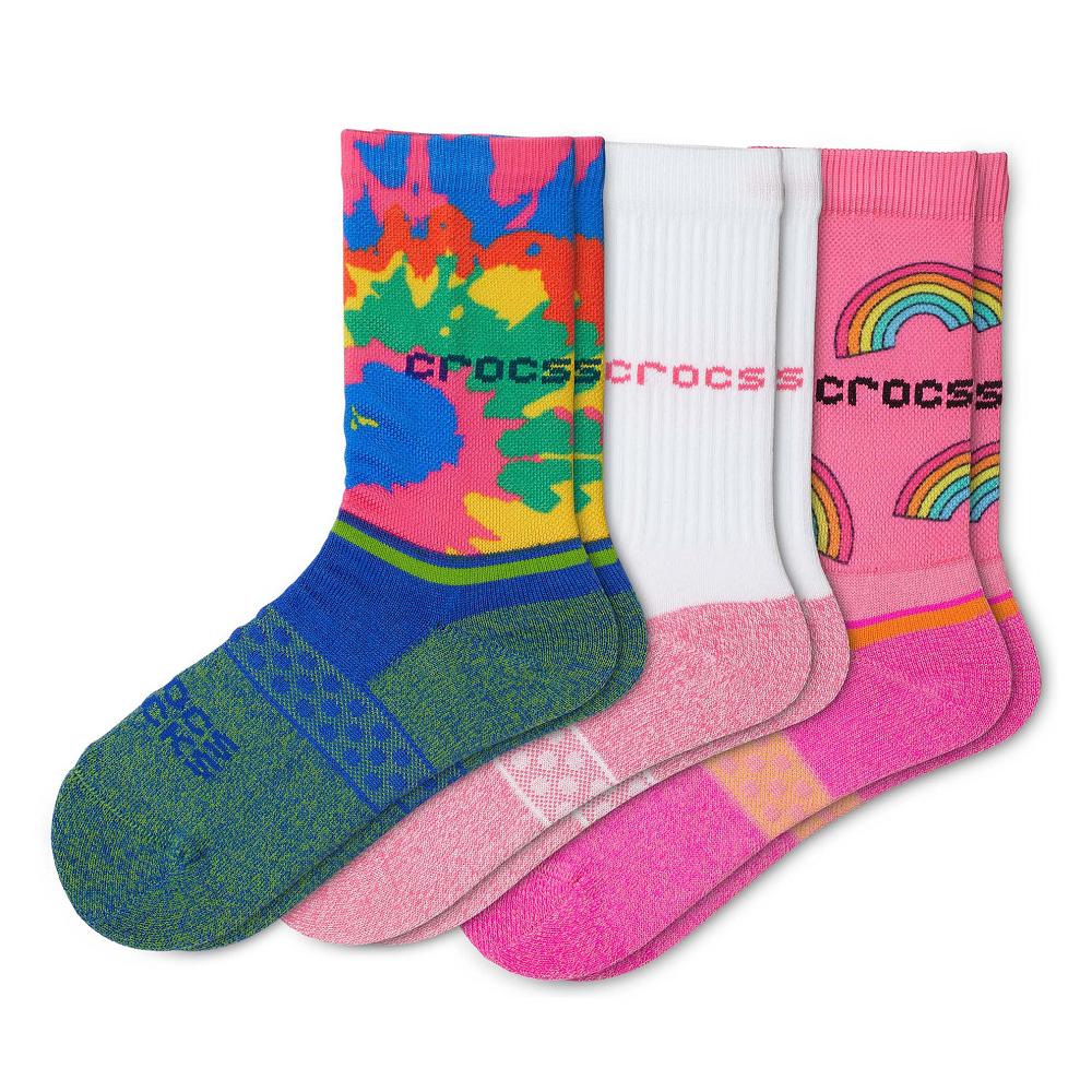 Crocs Crew Evergreen 3New Zealand -Pack Kids\' Socks Pink | LPANXW971