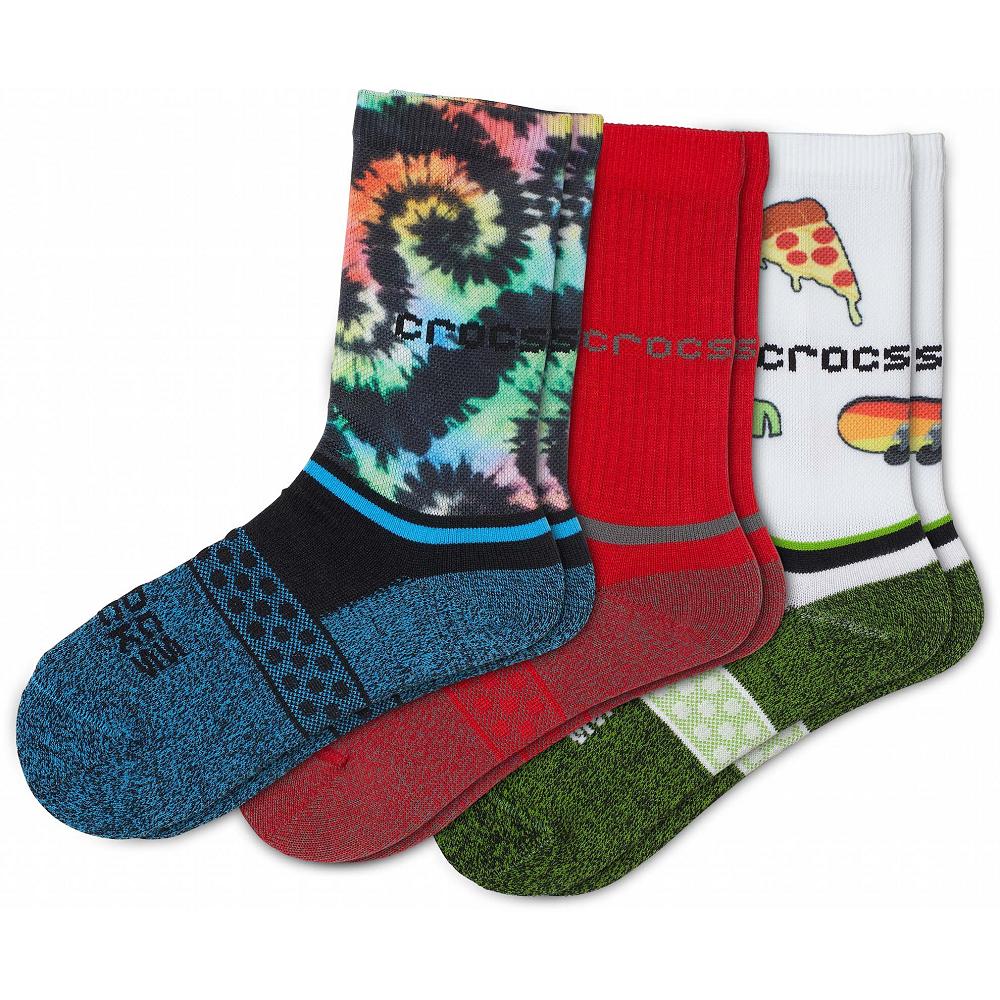 Crocs Crew Seasonal 3New Zealand -Pack Kids\' Socks Red / Multicolor | UMIWRP453