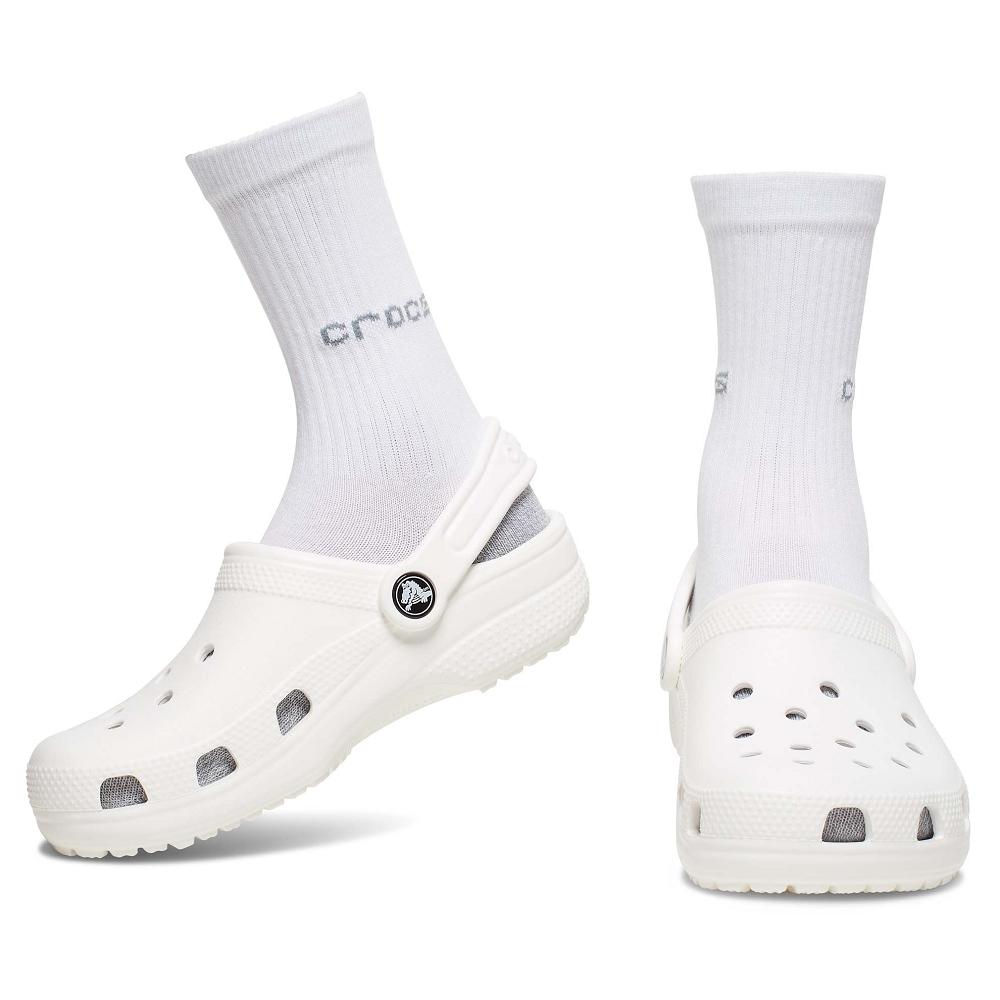 Crocs Crew Solid 3New Zealand -Packs Kids' Socks White | DIMQUN829