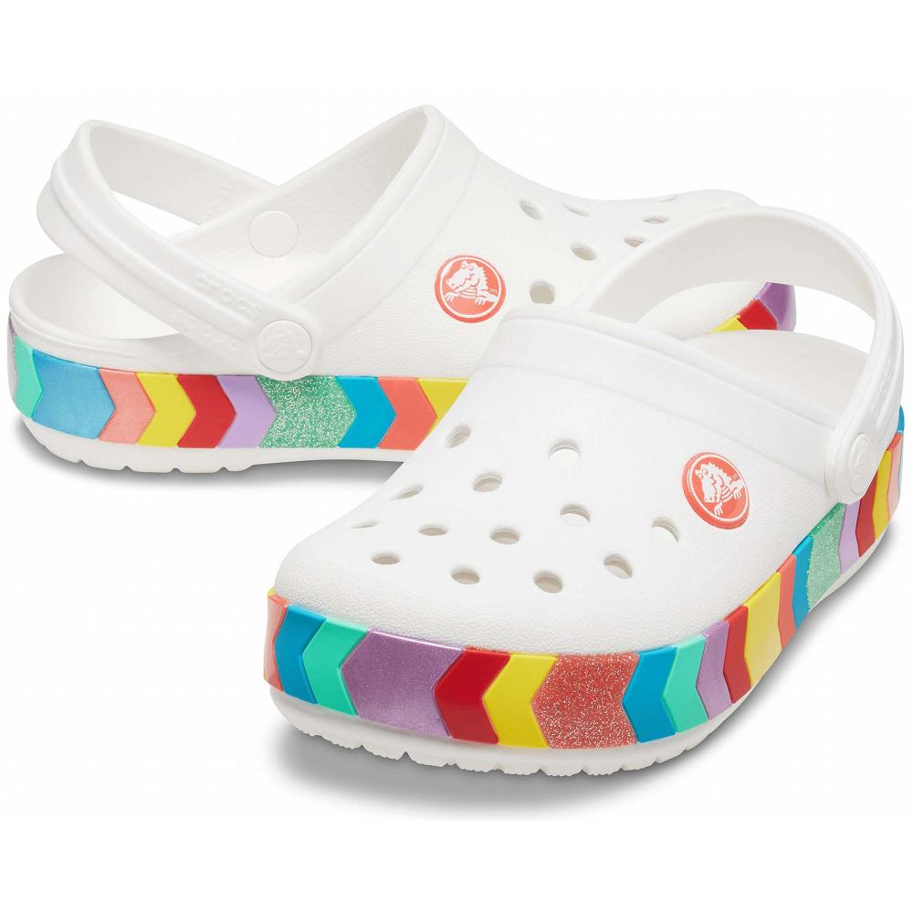 Crocs Crocband™ Chevron Beaded Kids' Clogs White | PVGQCT420