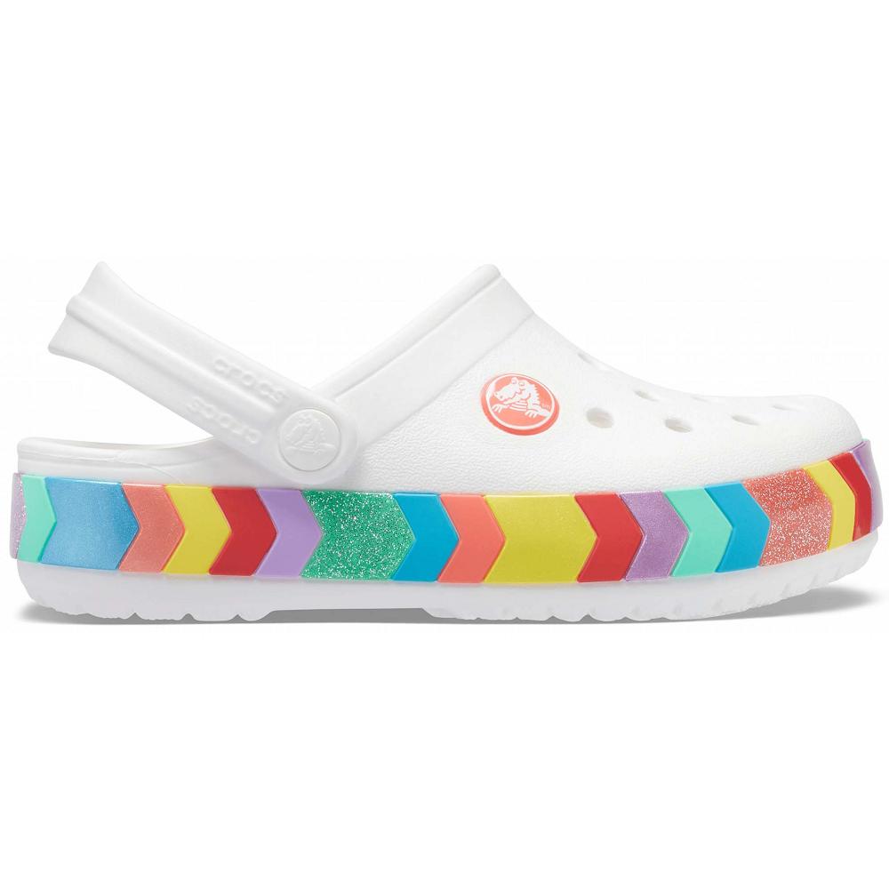 Crocs Crocband™ Chevron Beaded Kids' Clogs White | PVGQCT420