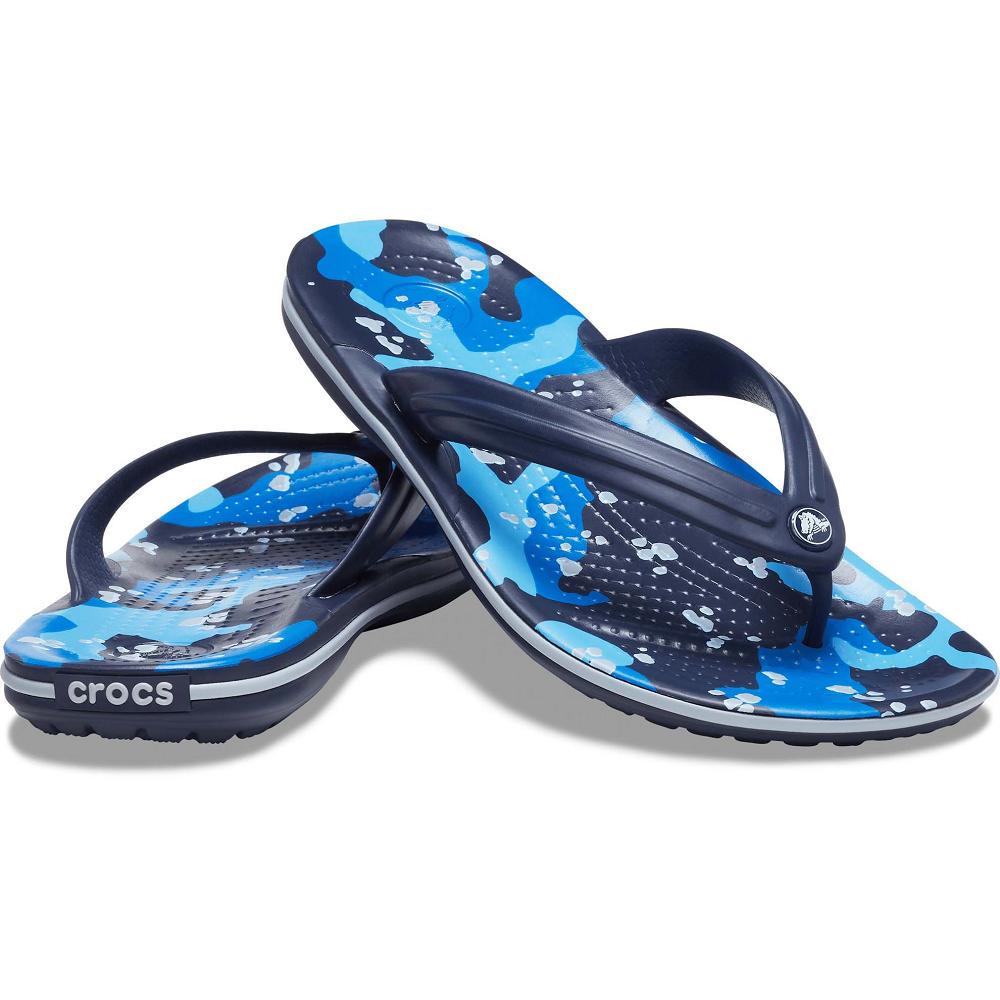 Crocs Crocband™ Printed Women Flip Flops Blue | XCVBNZ417