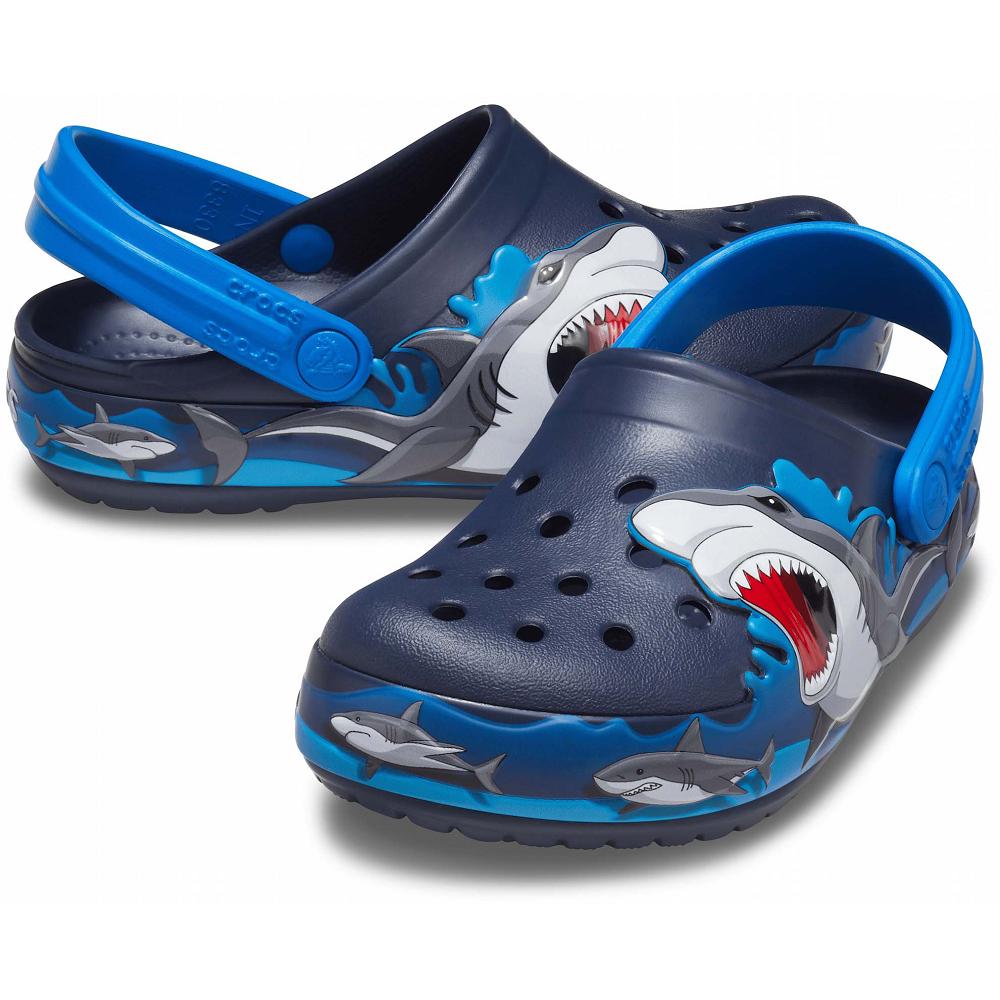 Crocs Fun Lab Shark Lights Kids' Clogs Navy | CYLPBX980