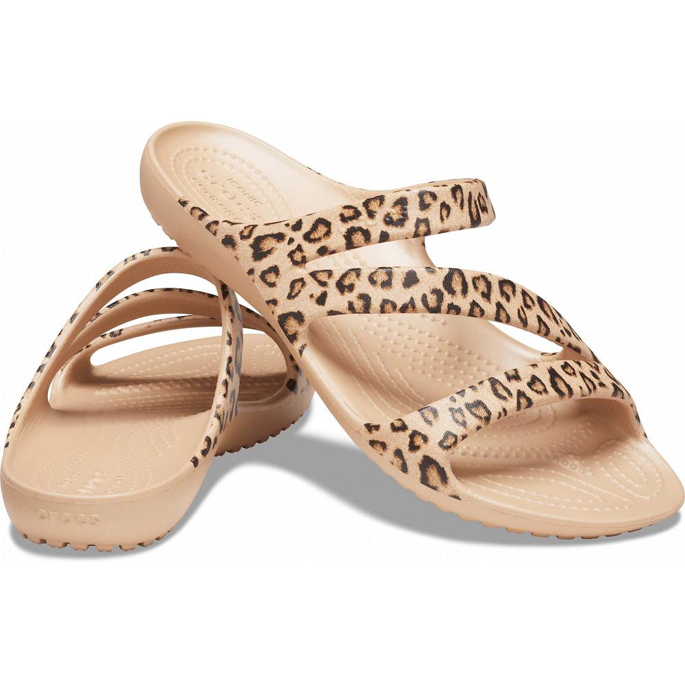Crocs Kadee II Graphic Women Slides Brown | HMLUDE792