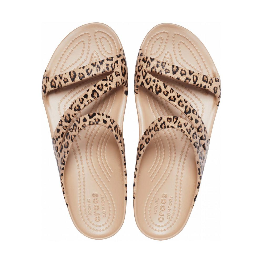 Crocs Kadee II Graphic Women Slides Brown | HMLUDE792