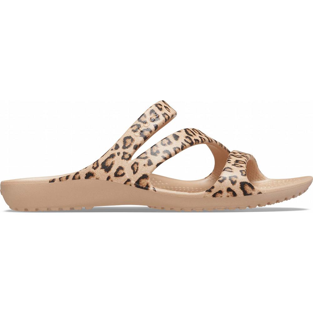 Crocs Kadee II Graphic Women Slides Brown | HMLUDE792