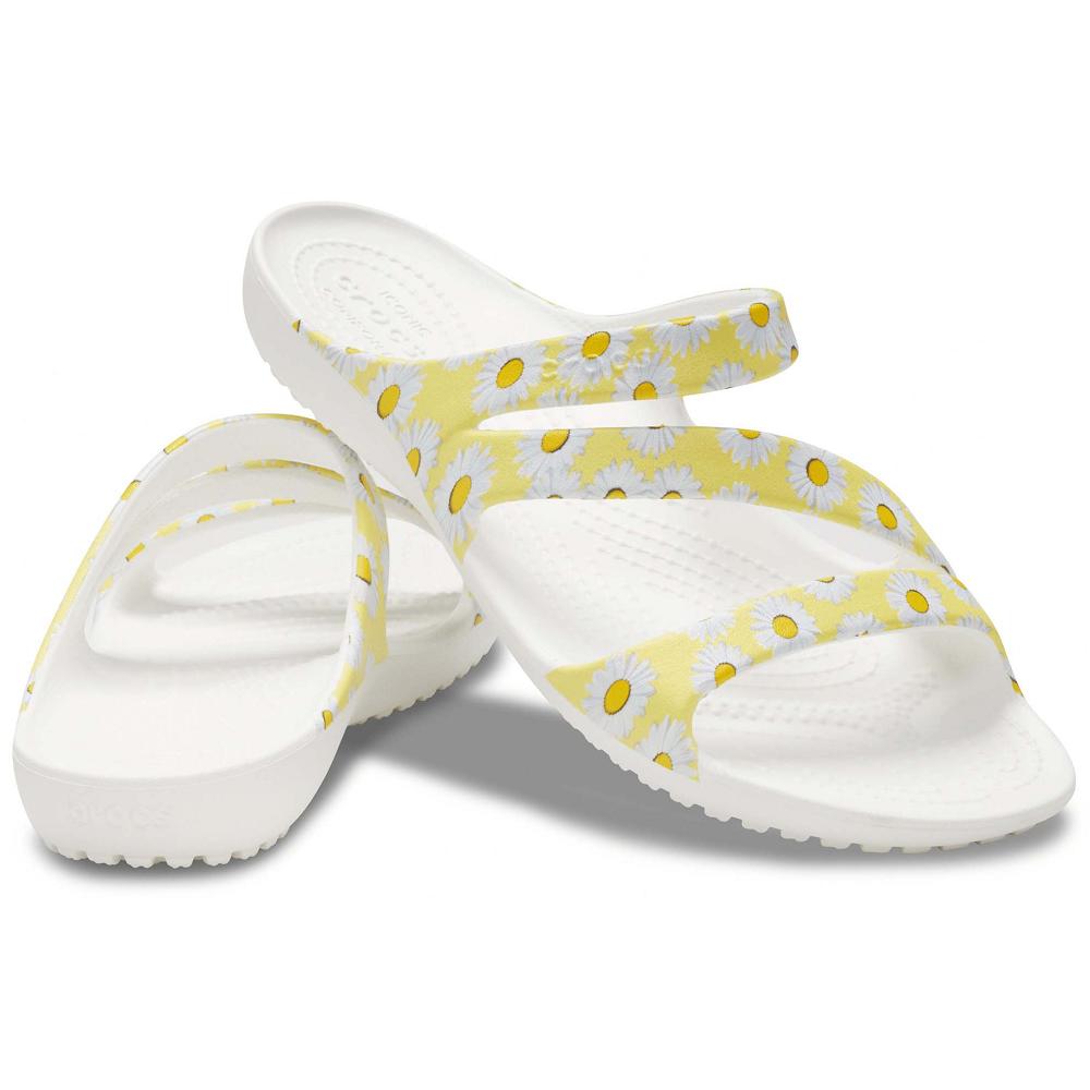 Crocs Kadee II Graphic Women Slides Yellow / White | AMTQZY721