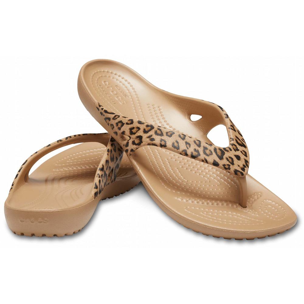 Crocs Kadee II Leopard Women Flip Flops Coffee | RNHJAE507