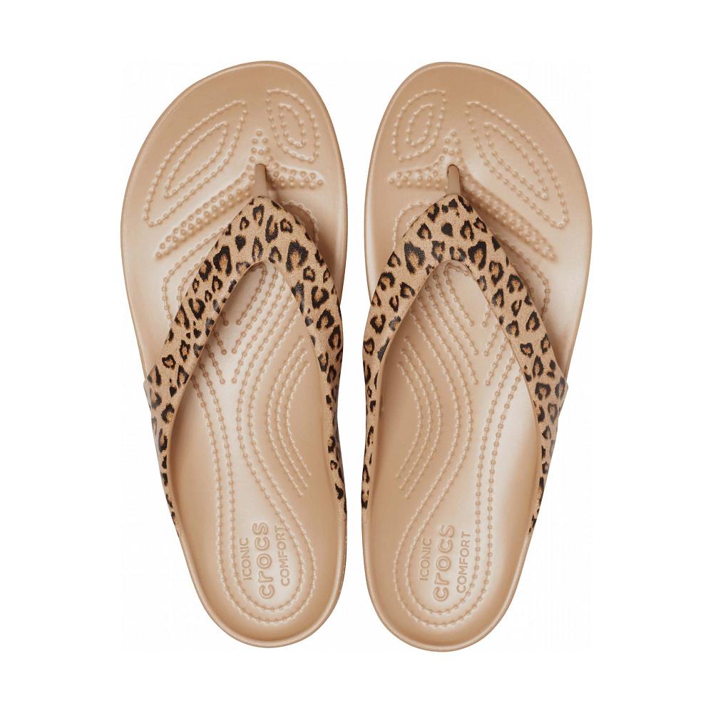 Crocs Kadee II Leopard Women Flip Flops Coffee | RNHJAE507