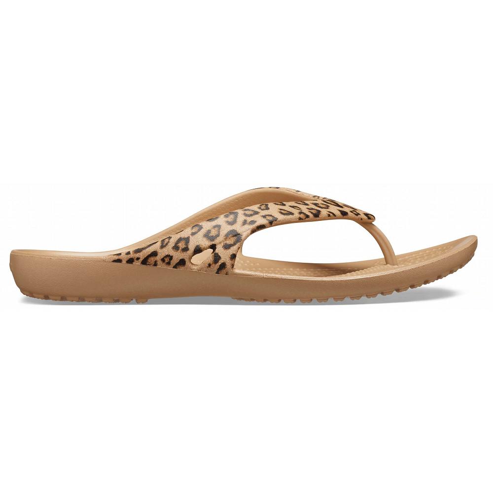 Crocs Kadee II Leopard Women Flip Flops Coffee | RNHJAE507