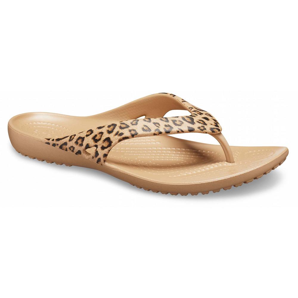 Crocs Kadee II Leopard Women Flip Flops Coffee | RNHJAE507