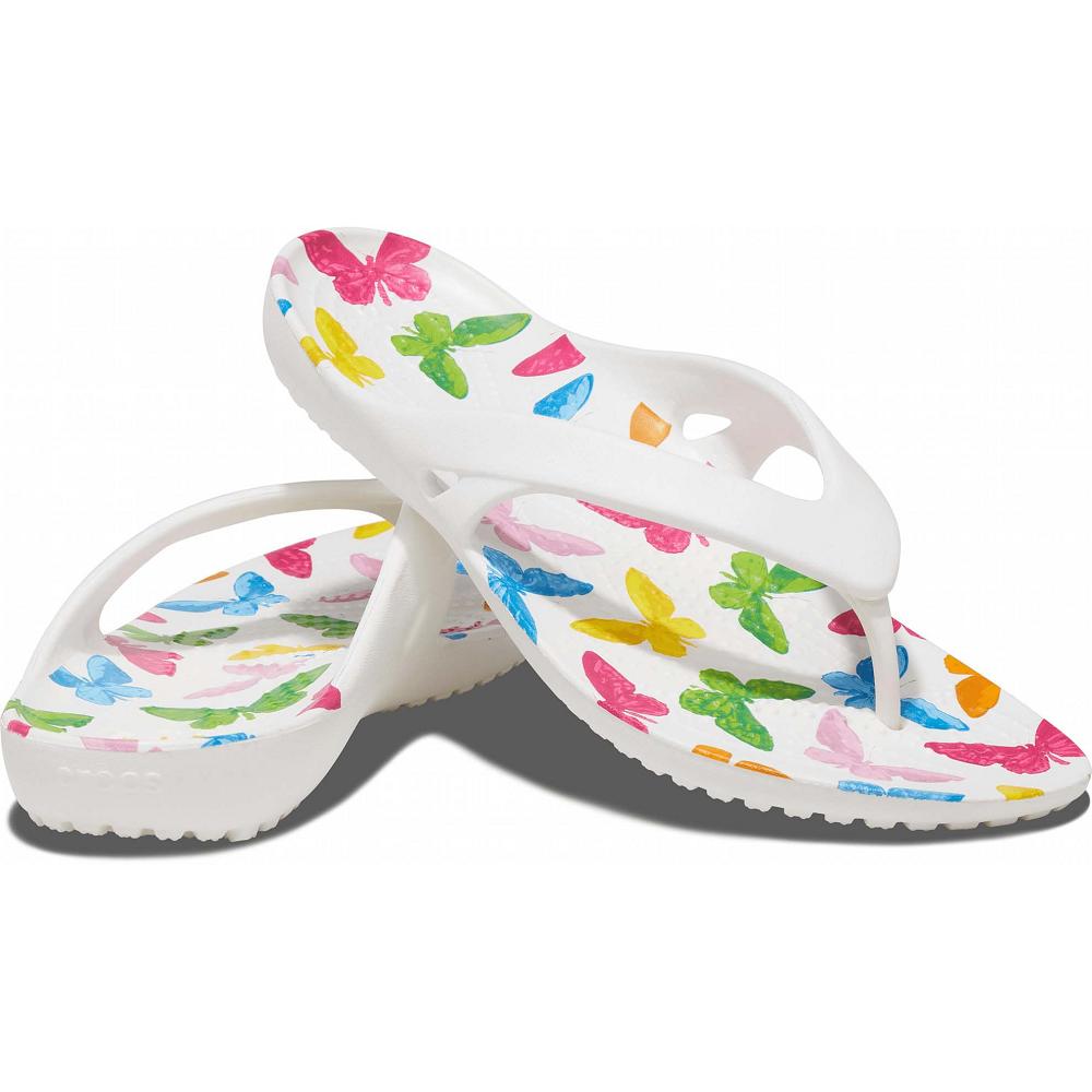 Crocs Kadee II Printed Women Flip Flops White / Multicolor | YERGKH619