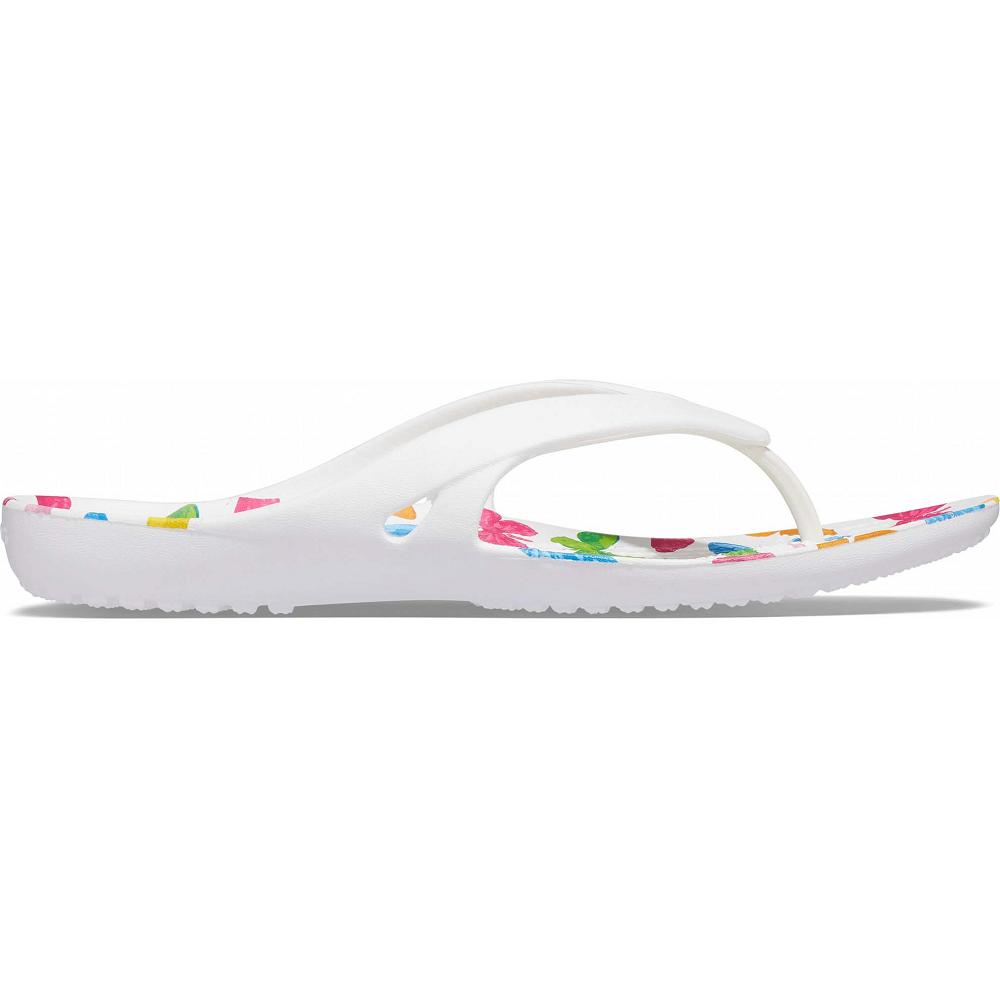 Crocs Kadee II Printed Women Flip Flops White / Multicolor | YERGKH619