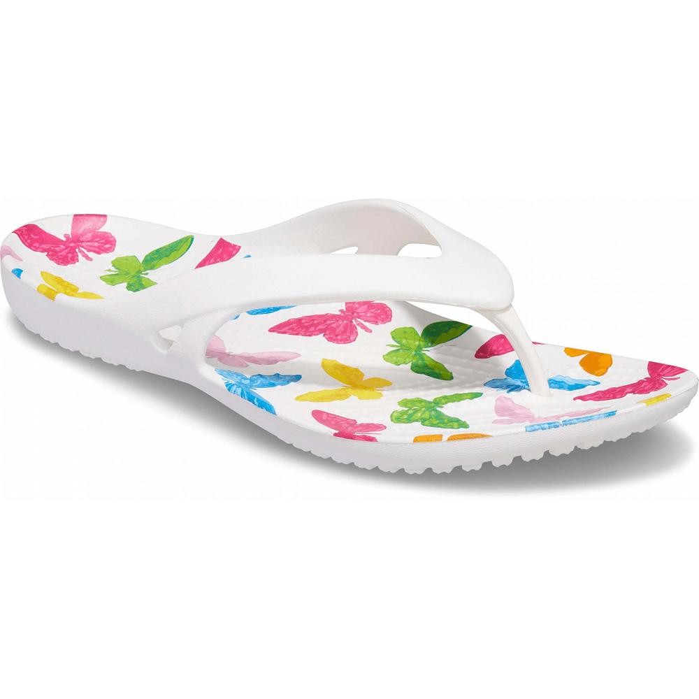 Crocs Kadee II Printed Women Flip Flops White / Multicolor | YERGKH619