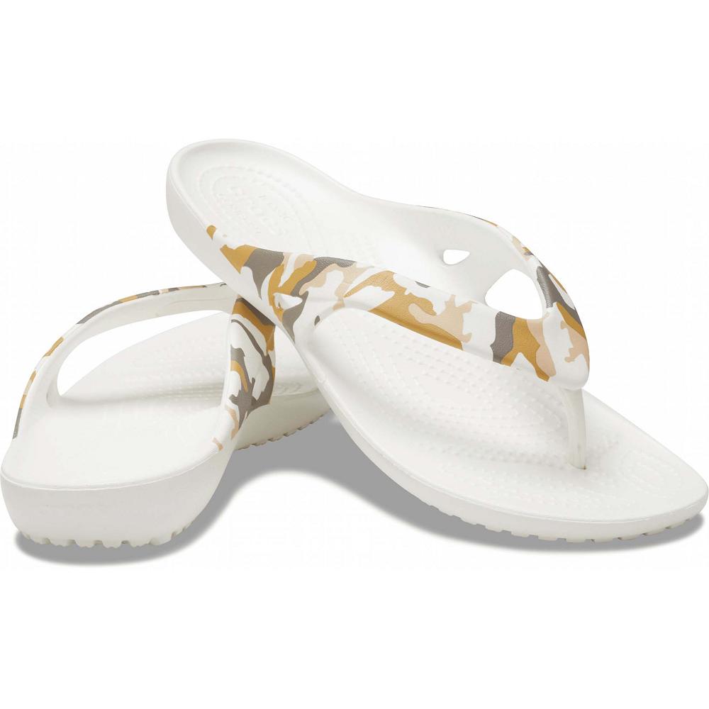Crocs Kadee II Printed Women Flip Flops White / Yellow | NEUYWX236