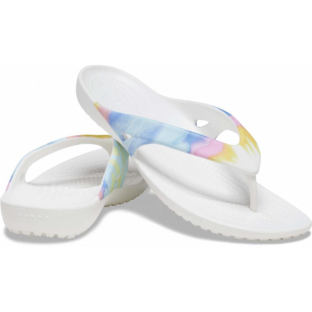 Crocs Kadee II Printed Women Flip Flops White / Purple | XFAQHZ715