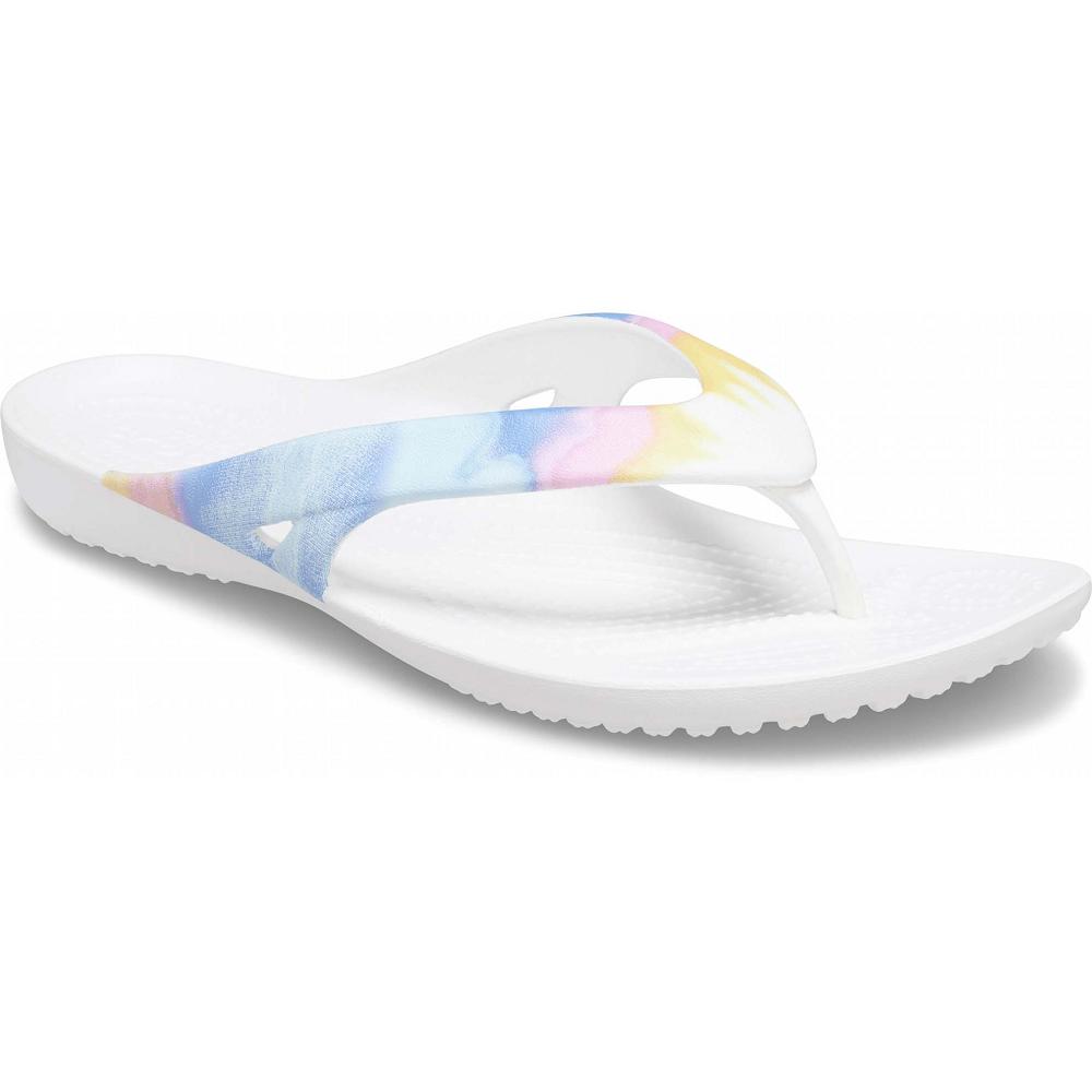 Crocs Kadee II Printed Women Flip Flops White / Purple | XFAQHZ715