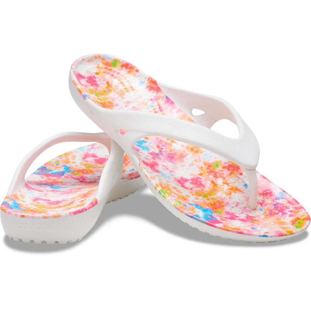 Crocs Kadee II TieNew Zealand -Dye Women Flip Flops White / Multicolor | EPZNKQ174
