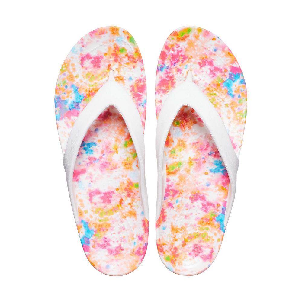 Crocs Kadee II TieNew Zealand -Dye Women Flip Flops White / Multicolor | EPZNKQ174