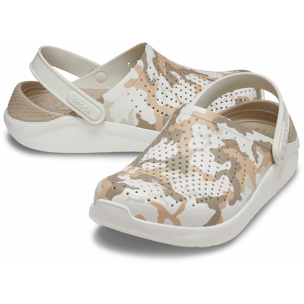 Crocs LiteRide™ Printed Men Clogs White | DLBSAW243