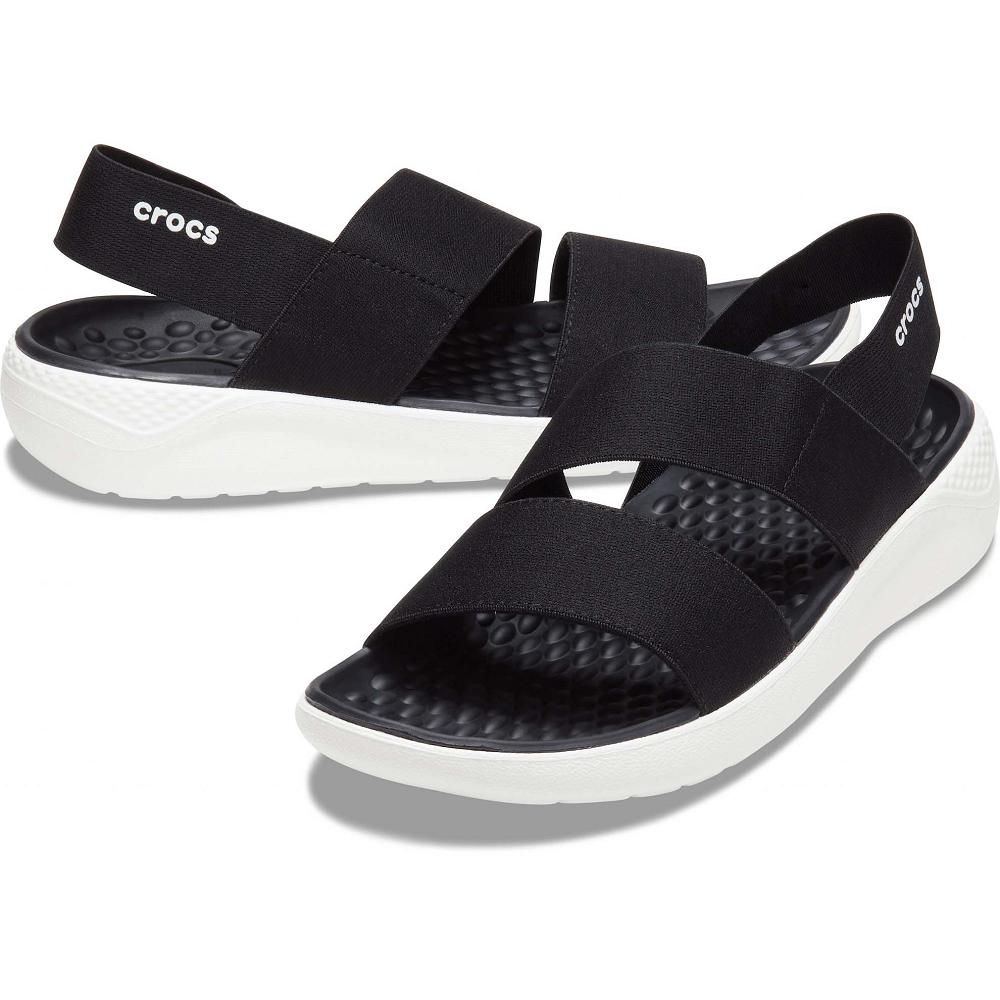 Crocs LiteRide™ Stretch Women Sandals Black | QYBAOP829