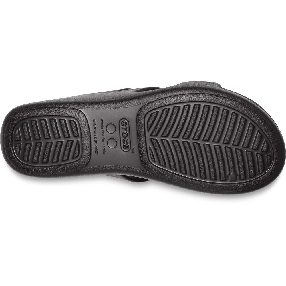 Crocs Monterey Strappy Women Wedge Black | WJENAC256