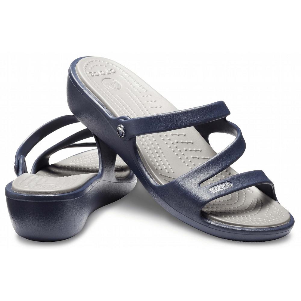 Crocs Patricia Women Slides Navy | RQPLGH364